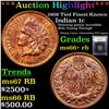 Image 1 : ***Auction Highlight*** 1908 Tied Finest Known Indian Cent 1c Graded GEM++ RB By USCG (fc)