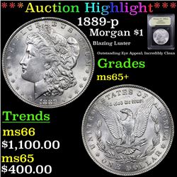 ***Auction Highlight*** 1889-p Morgan Dollar $1 Graded GEM+ Unc BY USCG (fc)
