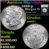Image 1 : ***Auction Highlight*** 1889-p Morgan Dollar $1 Graded GEM+ Unc BY USCG (fc)