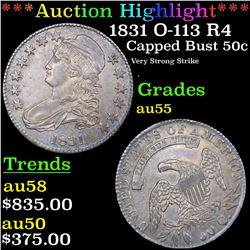 ***Auction Highlight*** 1831 O-113 R4 Capped Bust Half Dollar 50c Grades Choice AU (fc)