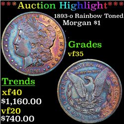 ***Auction Highlight*** 1893-o Rainbow Toned Morgan Dollar $1 Grades vf++ (fc)