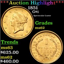 ***Auction Highlight*** 1851 Gold Dollar $1 Grades Select Unc (fc)