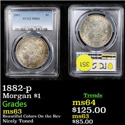 PCGS 1882-p Morgan Dollar $1 Graded ms63 By PCGS