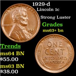 1929-d Lincoln Cent 1c Grades Select+ Unc BN