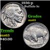 Image 1 : 1936-p Buffalo Nickel 5c Grades Select Unc
