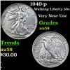 Image 1 : 1940-p Walking Liberty Half Dollar 50c Grades Choice AU/BU Slider