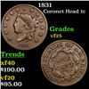 Image 1 : 1831 Coronet Head Large Cent 1c Grades vf+