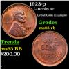 1923-p Lincoln Cent 1c Grades GEM Unc RB