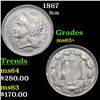 Image 1 : 1867 Three Cent Copper Nickel 3cn Grades Select+ Unc