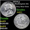Image 1 : 1934-p Washington Quarter 25c Grades Choice+ Unc