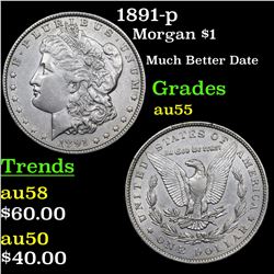 1891-p Morgan Dollar $1 Grades Choice AU