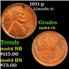Image 1 : 1911-p Lincoln Cent 1c Grades Choice Unc RB