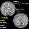 Image 1 : 1938-p Walking Liberty Half Dollar 50c Grades Select AU