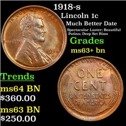 1918-s Lincoln Cent 1c Grades Select+ Unc BN