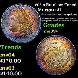1898-o Rainbow Toned Morgan Dollar $1 Grades Select+ Unc