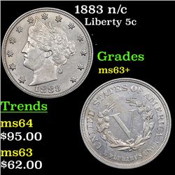1883 n/c Liberty Nickel 5c Grades Select+ Unc