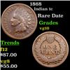Image 1 : 1868 Indian Cent 1c Grades vg+