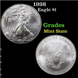 1998 Silver Eagle Dollar $1 Grades Mint State