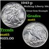 Image 1 : 1943-p Walking Liberty Half Dollar 50c Grades GEM Unc