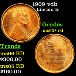 1909 vdb Lincoln Cent 1c Grades Gem+ Unc RD