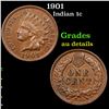 Image 1 : 1901 Indian Cent 1c Grades AU Details
