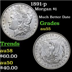 1891-p Morgan Dollar $1 Grades Choice AU