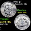 Image 1 : 1952-p Franklin Half Dollar 50c Grades Choice Unc FBL