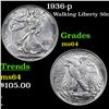 Image 1 : 1936-p Walking Liberty Half Dollar 50c Grades Choice Unc