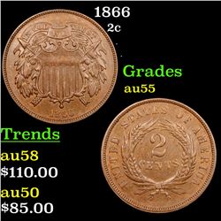 1866 Two Cent Piece 2c Grades Choice AU