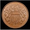 Image 2 : 1866 Two Cent Piece 2c Grades Choice AU