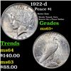 Image 1 : 1922-d Peace Dollar $1 Grades Select+ Unc