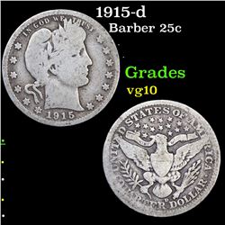 1915-d Barber Quarter 25c Grades vg+