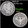 Image 1 : 1915-d Barber Quarter 25c Grades vg+