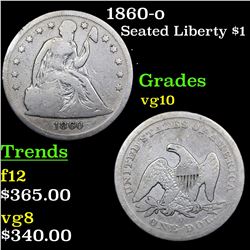 1860-o Seated Liberty Dollar $1 Grades vg+