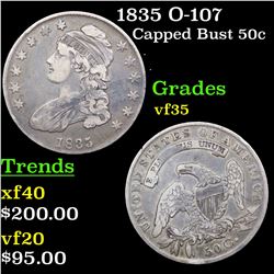 1835 O-107 Capped Bust Half Dollar 50c Grades vf++