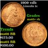 Image 1 : 1909 vdb Lincoln Cent 1c Grades Gem+ Unc RB