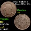 Image 1 : 1807 Cohen-1 Draped Bust Half Cent 1/2c Grades f, fine