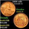 Image 1 : 1909 vdb Lincoln Cent 1c Grades Choice Unc RB