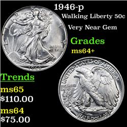1946-p Walking Liberty Half Dollar 50c Grades Choice+ Unc