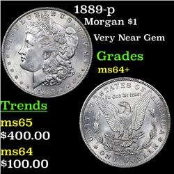 1889-p Morgan Dollar $1 Grades Choice+ Unc