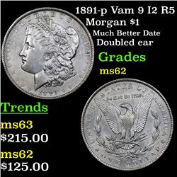 1891-p Vam 9 I2 R5 Morgan Dollar $1 Grades Select Unc