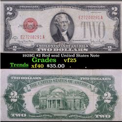 1928G $2 Red seal United States Note Grades vf+