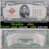 Image 1 : 1928B $5 Red Seal United States Note Signatures Julian & Morganthau Grades vf++