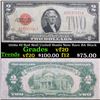 Image 1 : 1928a $2 Red Seal United States Note Rare BA Block Grades vf, very fine