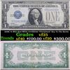 Image 1 : 1928C $1 Blue Seal Silver Certificate "Funnyback" Key To The Series  Grades vf+