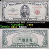 Image 1 : 1953B $5 Red Seal United States Note Grades vf+