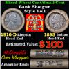 Image 1 : Mixed small cents 1c orig shotgun roll, 1916-d Wheat Cent, 1895 Indian Cent other end,McDnalds Wrapp