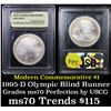 Image 1 : 1995-d Olympics Paralympics Modern Commem Dollar $1 Graded ms70, Perfection By USCG