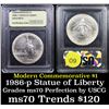 Image 1 : 1986-p Liberty Modern Commem Dollar $1 Graded ms70, Perfection By USCG
