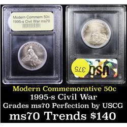 1995-s Civil War Modern Commem Half Dollar 50c Graded ms70, Perfection By USCG